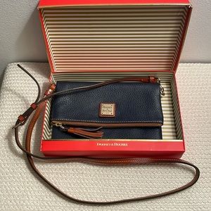 Dooney & Bourke Midnight Blue Pebble Grain Foldover Zip Crossbody